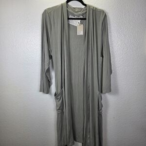 Barefoot Dreams Malibu Collection Ultra Soft Rib Piped Robe Harbor Haze‎ Size XL